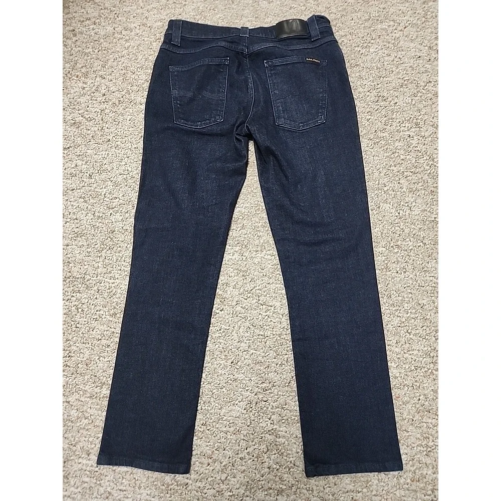 Nudie Jean Co 33x34 Mens GRIM TIM Dry Navy Drips Jeans 30x28.5‎ Actual Italy